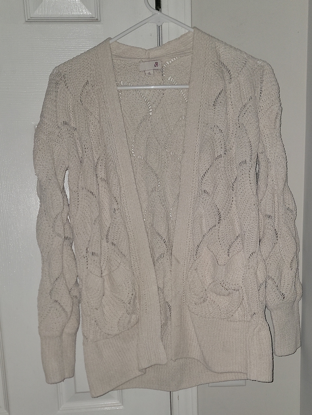 SO Cream Open-Front Cable Knit Cardigan